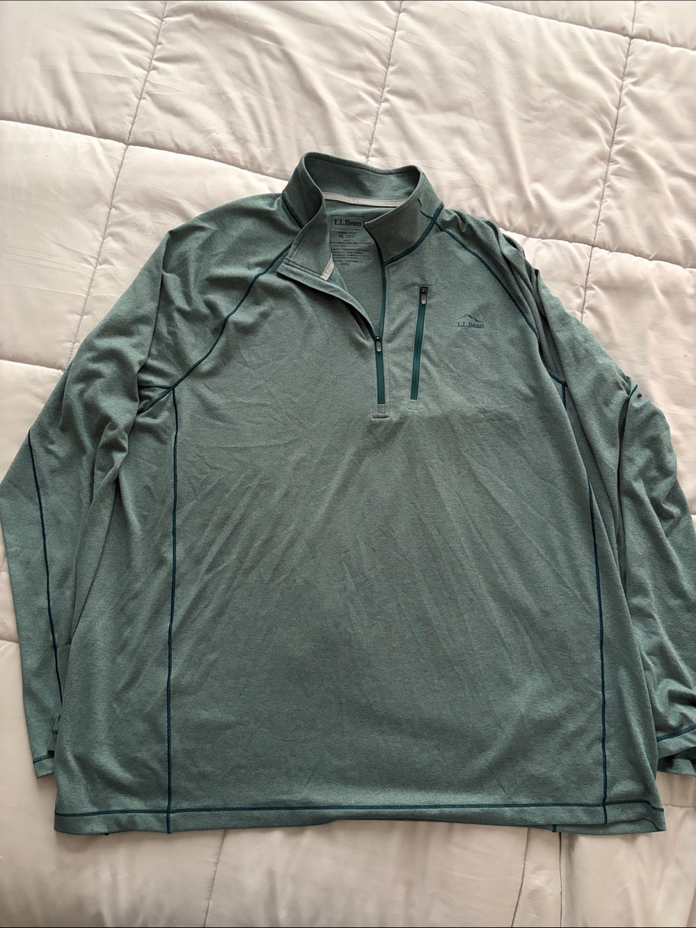 L.L. Bean Teal Quarter-Zip Performance Pullover